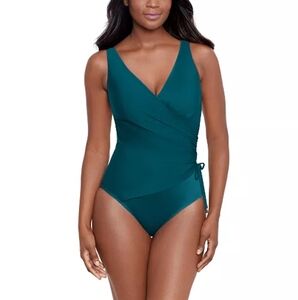 Miraclesuit Nova Green Razzle Dazzle Eclat One Piece Swimsuit Size 14
